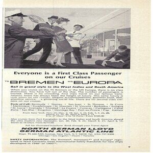 1967 North German Lloyd German Atlantic Line Bremen Europa Vintage Print Ad